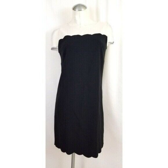NWT  LOFT Size 4 Cream Black Dress Scalloped Hem - Picture 1 of 7